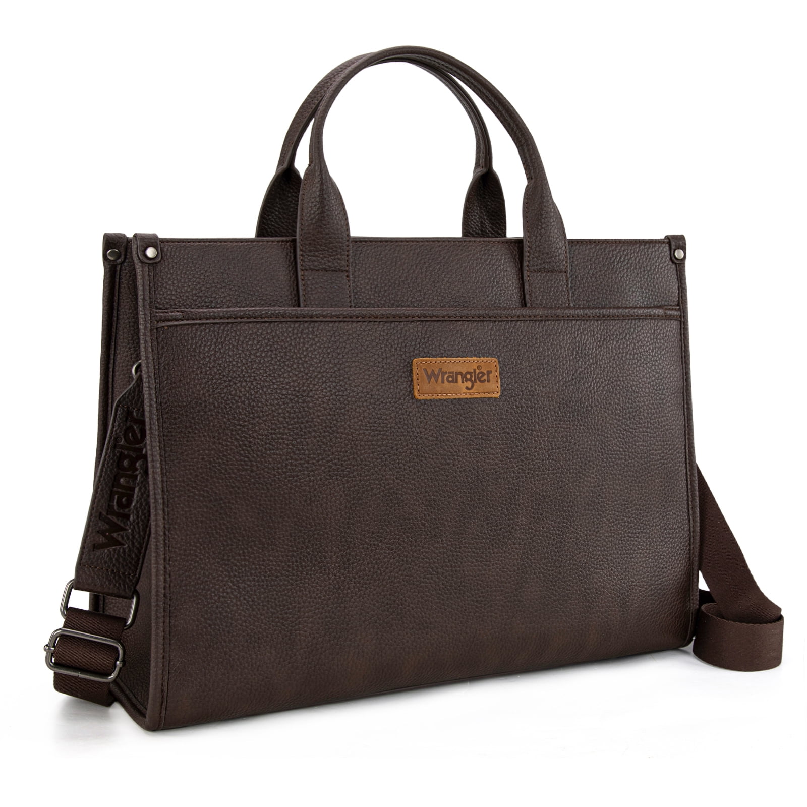 Wrangler Laptop Bag for Women 15.6 Inch Vintage Work Messenger Bag for Business Briefcase Handbag with Adjustable Shoulder Strap, Coffee