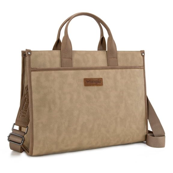 Wrangler Laptop Bag for Women 15.6 Inch Vintage Work Messenger Bag for Business Briefcase Handbag with Adjustable Shoulder Strap, Tan