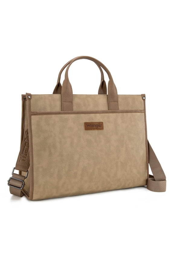 Wrangler Laptop Bag for Women 15.6 Inch Vintage Work Messenger Bag for Business Briefcase Handbag with Adjustable Shoulder Strap, Tan