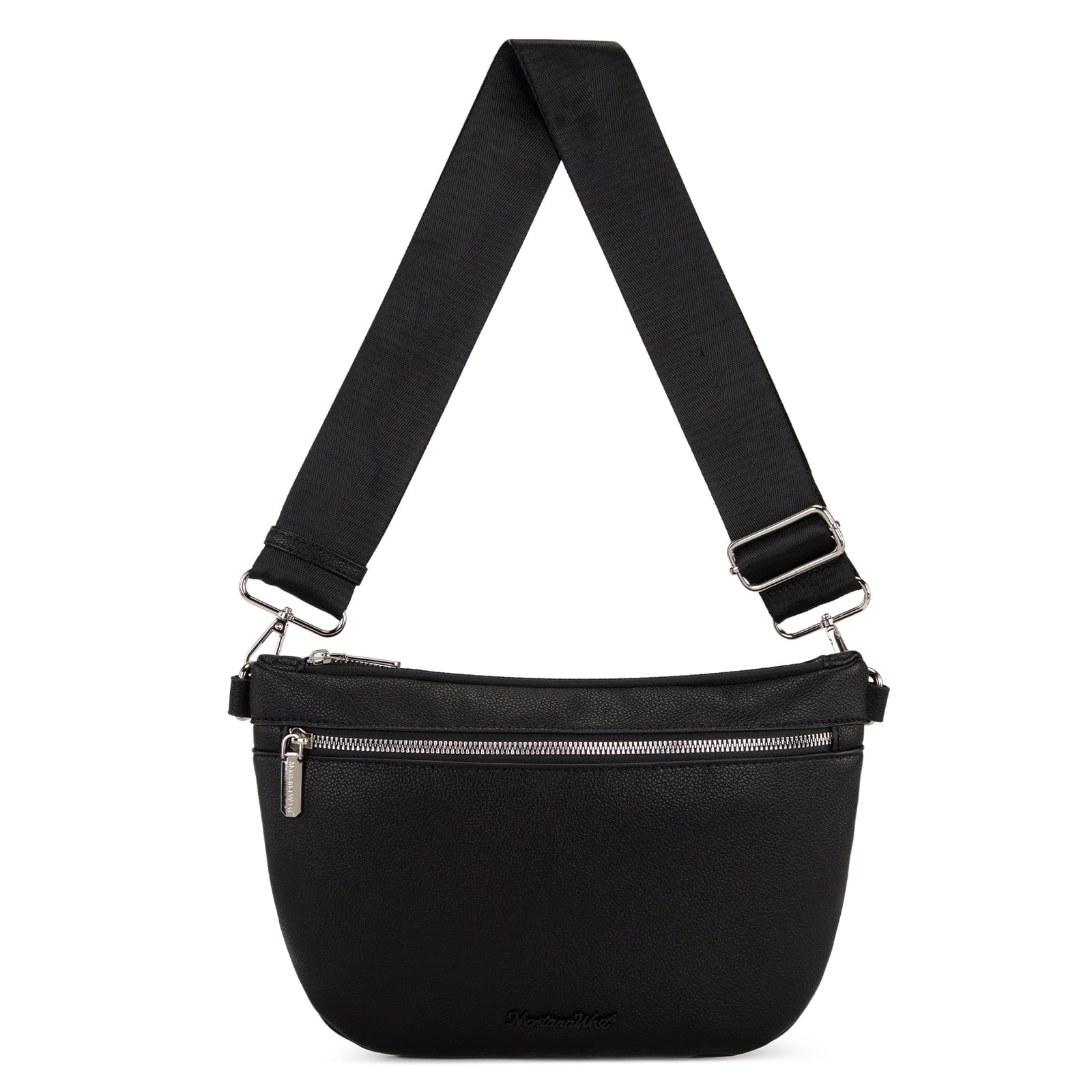 Montana West Crossbody Bag for Women with Dual Zipper Pockets, Black