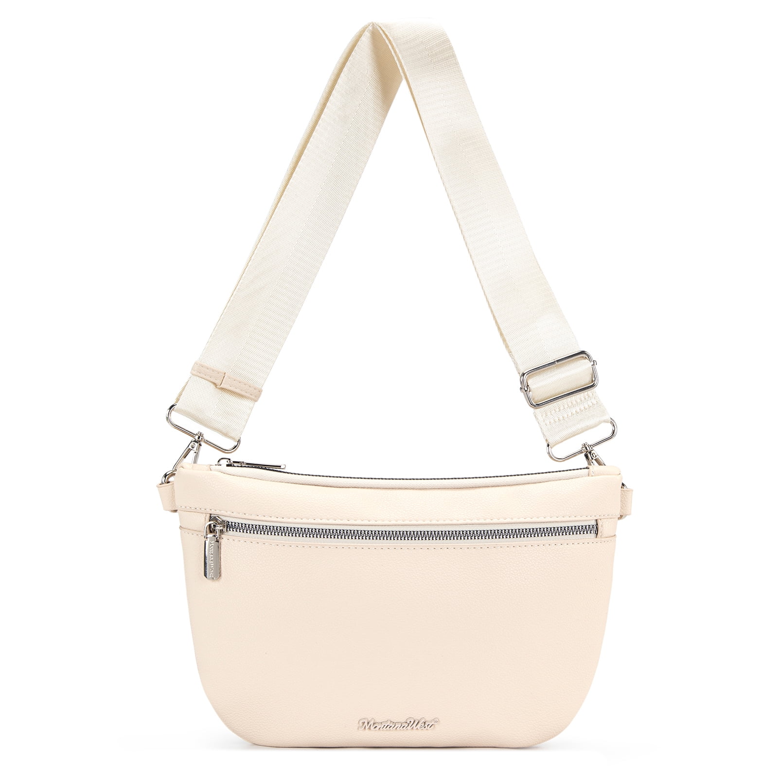 Montana West Crossbody Bag for Women with Dual Zipper Pockets, Beige