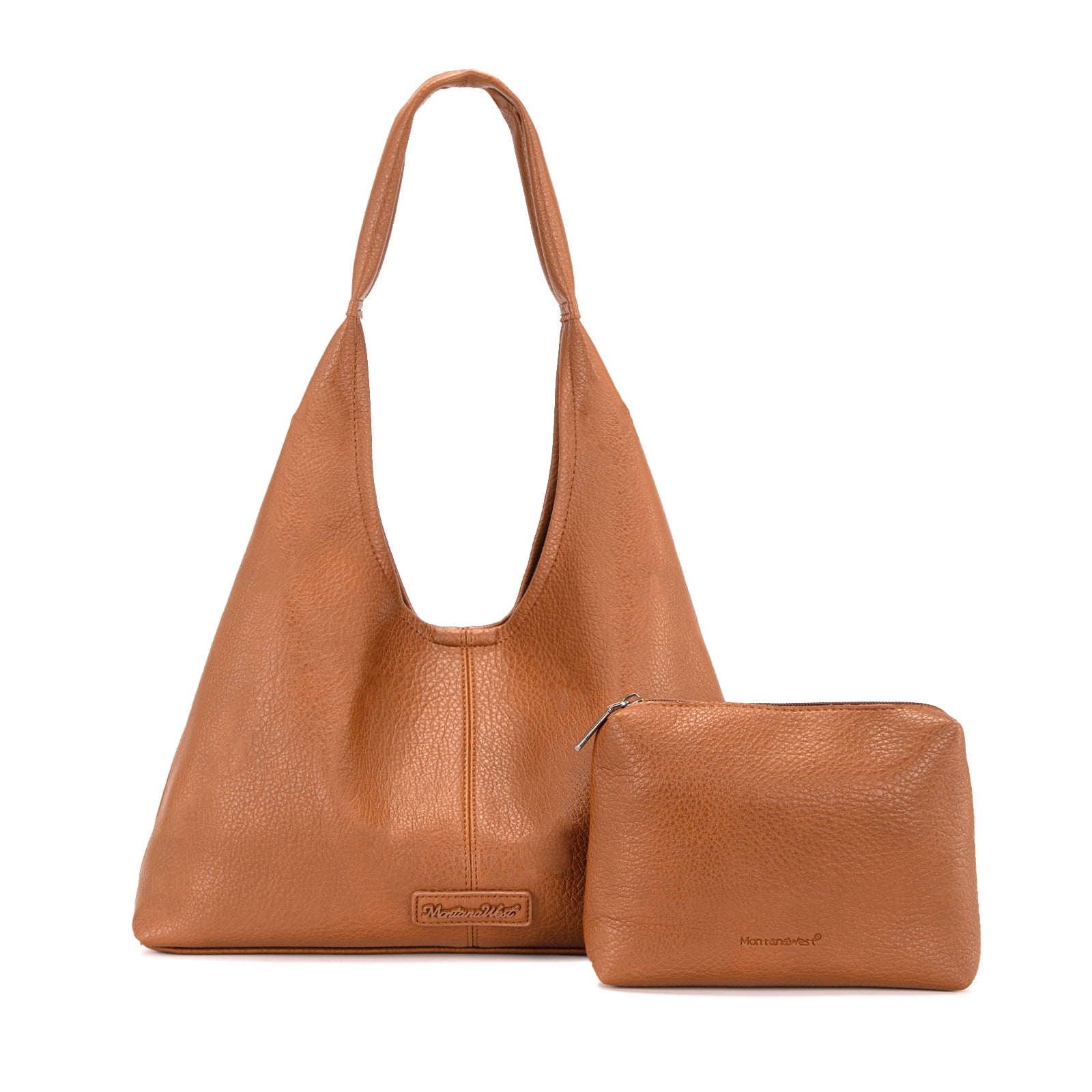 Montana West Hobo Bag Purses for Women Soft Slouchy Shoulder Handbags Tote with Pouch Stylish and Functional, Light Brown