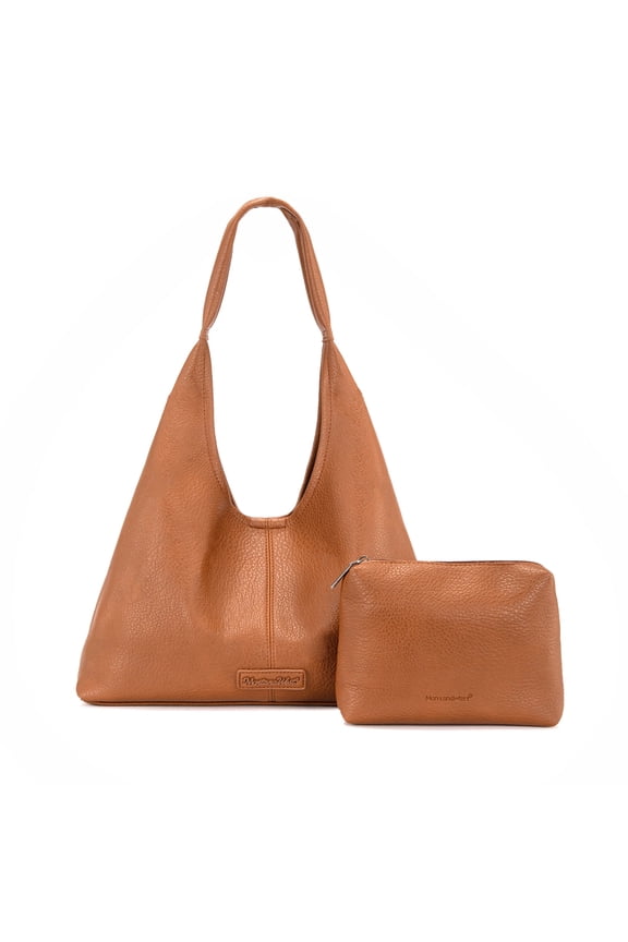Hobo Bag Purses for Women Soft Slouchy Shoulder Handbags Tote with Pouch, Light Brown