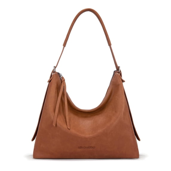 Montana West Hobo Bags for Women Ultra Soft Vegan Leather Ladies Crossbody Purse With Zipper, Dark Brown