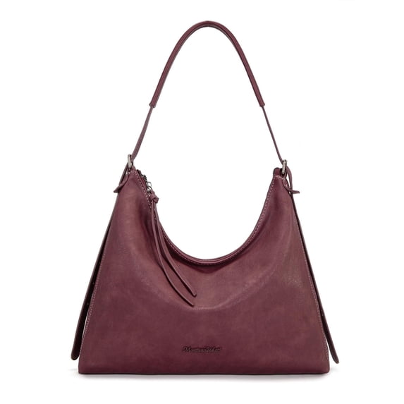 Montana West Hobo Bags for Women Ultra Soft Vegan Leather Ladies Crossbody Purse With Zipper, Burgundy