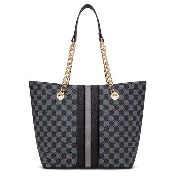 Montana West Tote Bag for Women Chain Top-handle Handbags, Grey-Black