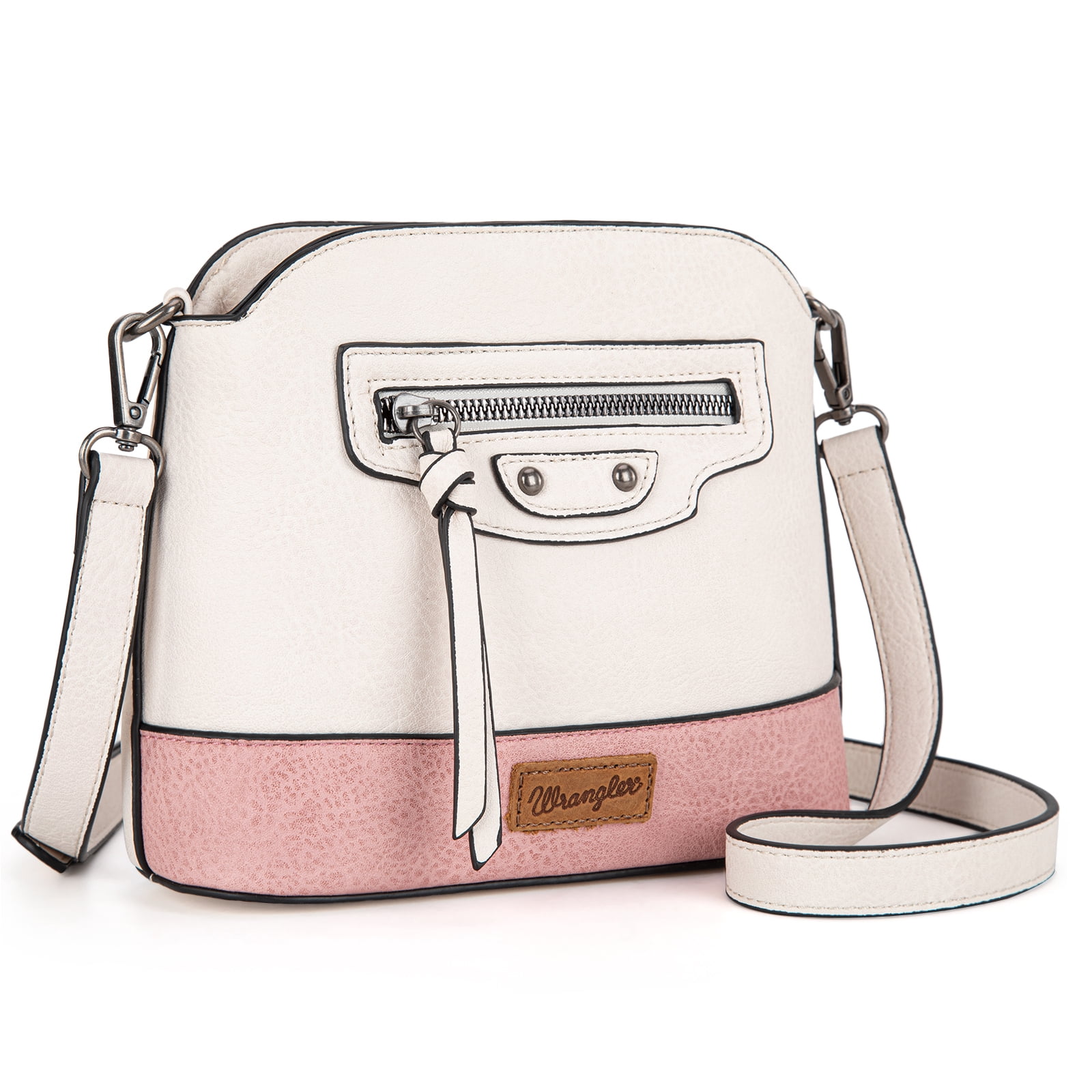 Wrangler Small Crossbody Bags for Women Shoulder Cute Purses and Handbags with Adjustable Strap, Beige-Pink
