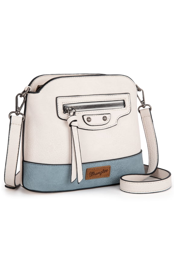 Wrangler Small Crossbody Bags for Women Shoulder Cute Purses and Handbags with Adjustable Strap, Beige-Jean