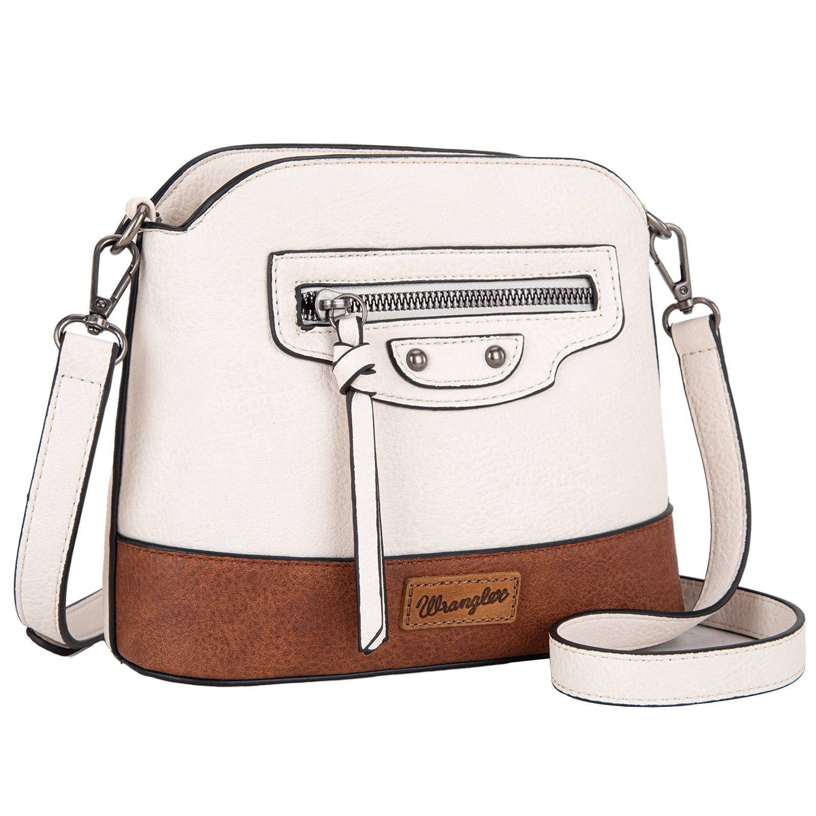Wrangler Small Crossbody Bags for Women Shoulder Cute Purses and Handbags with Adjustable Strap, Beige-Black