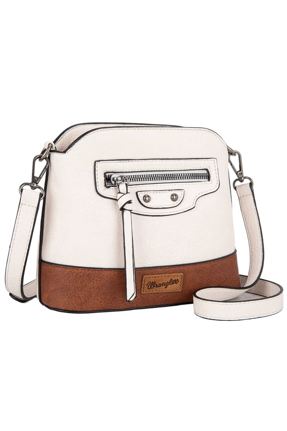 Wrangler Small Crossbody Bags for Women Shoulder Cute Purses and Handbags with Adjustable Strap, Beige-Black