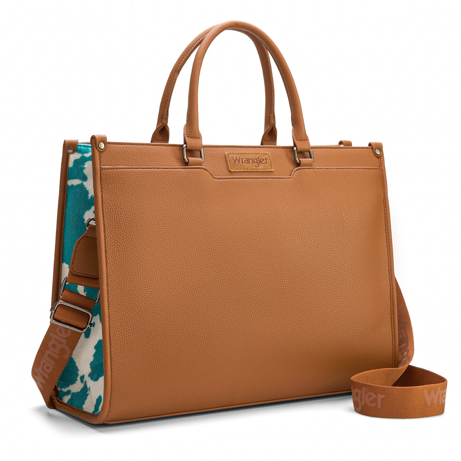Wrangler Laptop Tote Bag for Women Western Style Work Crossbody Bag, Brown