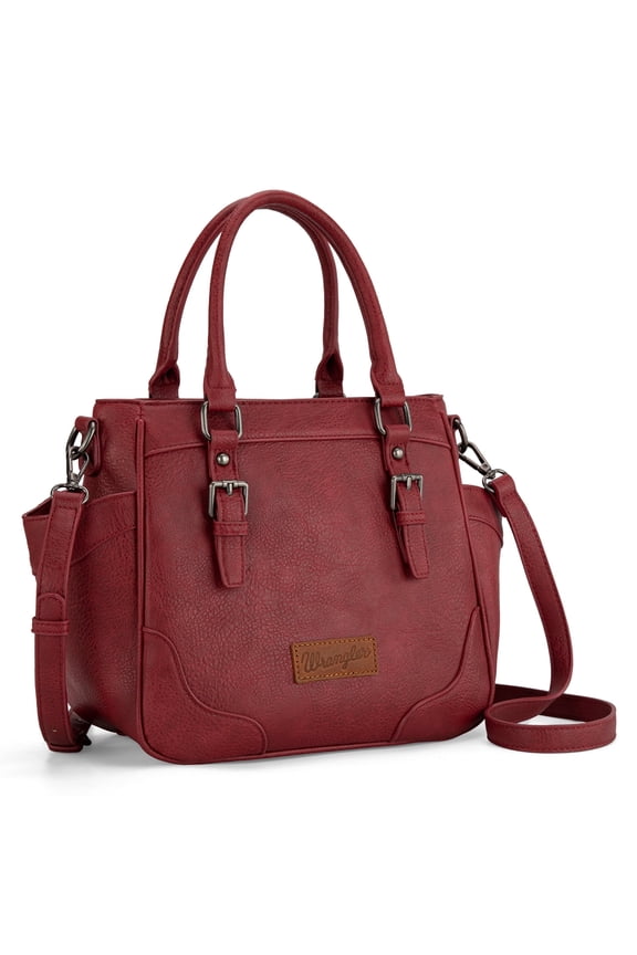 Wrangler Tote Bags for Women Medium Crossbody Purses Designer Top Handle Handbags, Burgundy