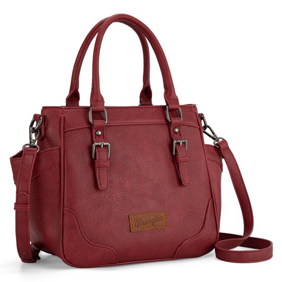 Wrangler Tote Bags for Women Medium Crossbody Purses Designer Top Handle Handbags, Burgundy