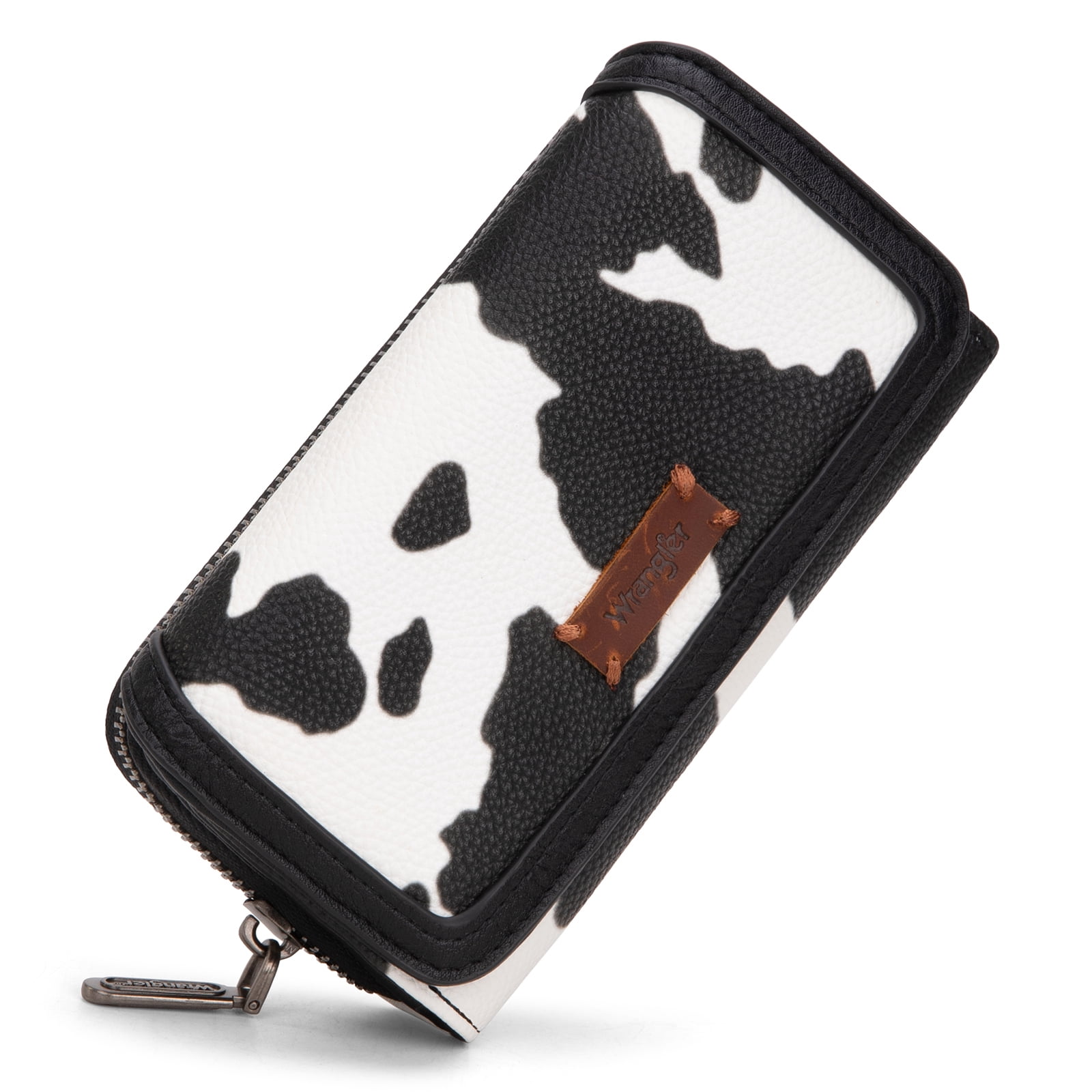 Wrangler Wallet Purse for Women Minimalist Wristlet Wallet with RFID Blocking Credit Card Holder, Cow Black