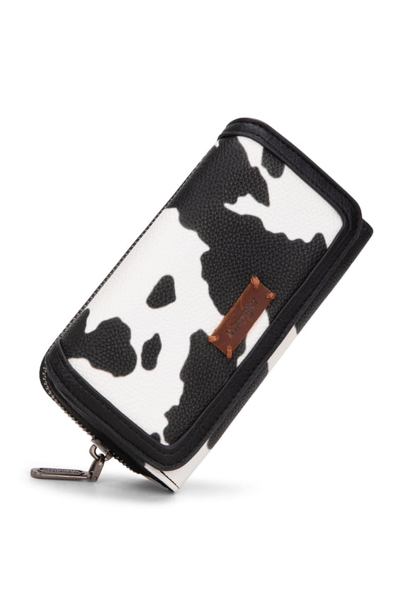 Wrangler Wallet Purse for Women Minimalist Wristlet Wallet with RFID Blocking Credit Card Holder, Cow Black