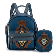 Wrangler Mini Backpack Aztec Back Pack Purse for Women, Jean