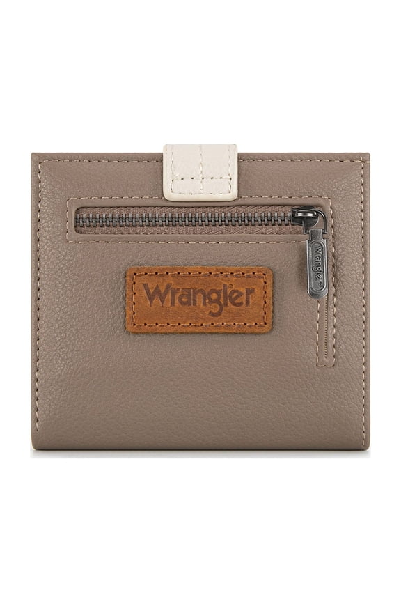 Wrangler Small Women's Wallet Slim Bifold Wallet RFID Credit Card Holder Minimalist Zipper Coin Pocket, Dark Khaki