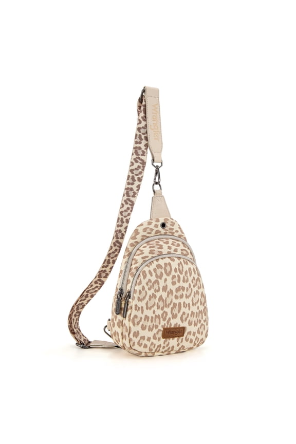 Wrangler Small Crossbody Sling Bags for Women Fanny Packs Chest Bag for Travel Gift, Leopard - Tan
