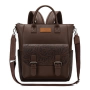 Wrangler Backpack Purse for Women Medium Size Convertible Backpack with Crossbody Strap for Travel Work, Carve-Black