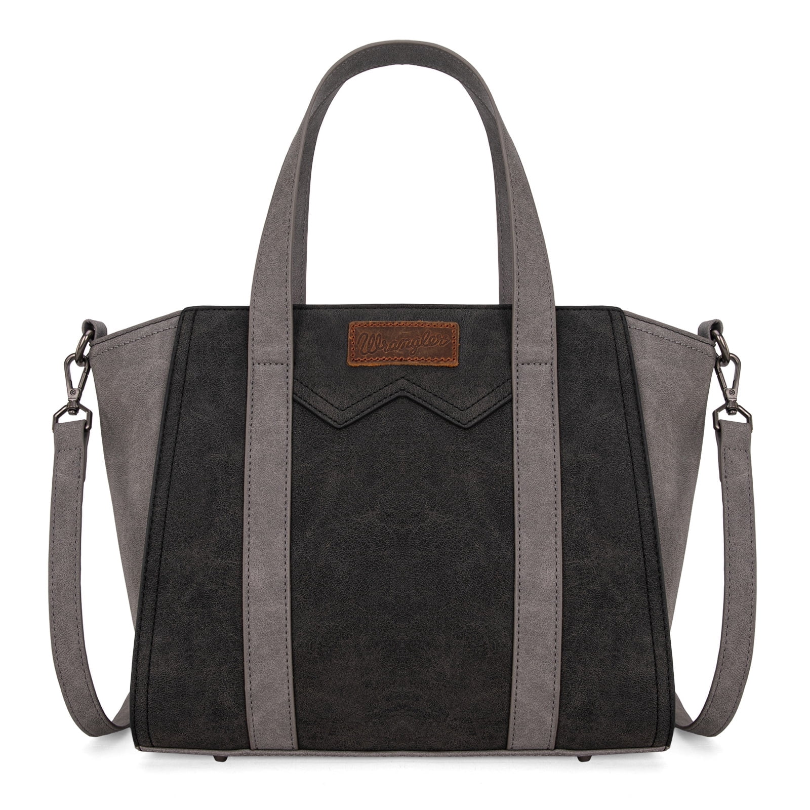 Wrangler Color Block Tote Bag for Women - Stylish Large Shoulder Purse and Handbag, Black