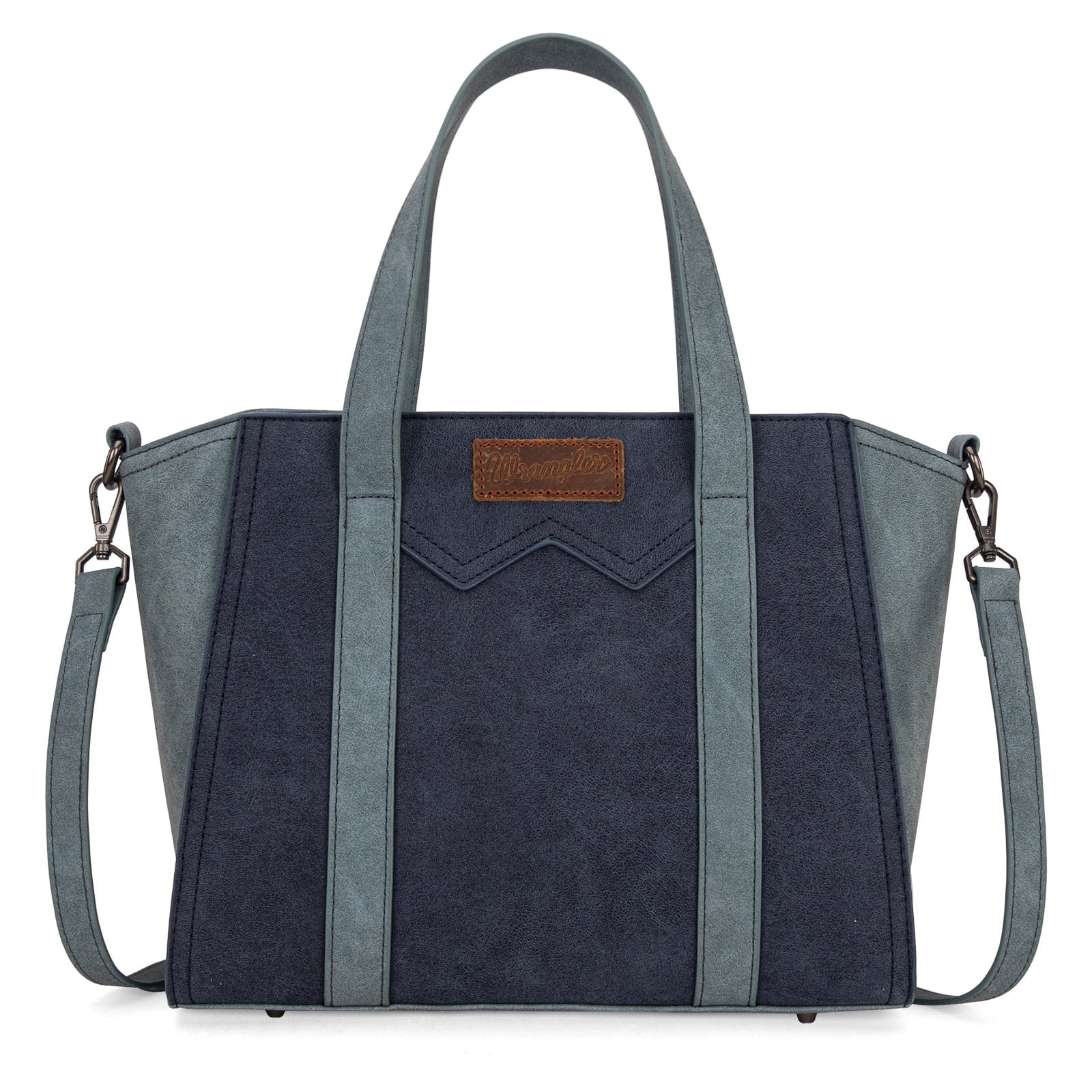 Wrangler Color Block Tote Bag for Women - Stylish Large Shoulder Purse and Handbag, Navy