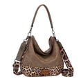thumbnail image 1 of Wrangler Hobo Bags Large Crossbody Bags for Women Shoulder Purses with Striped Cotton Straps, Leopard-Dark Khaki, 1 of 7
