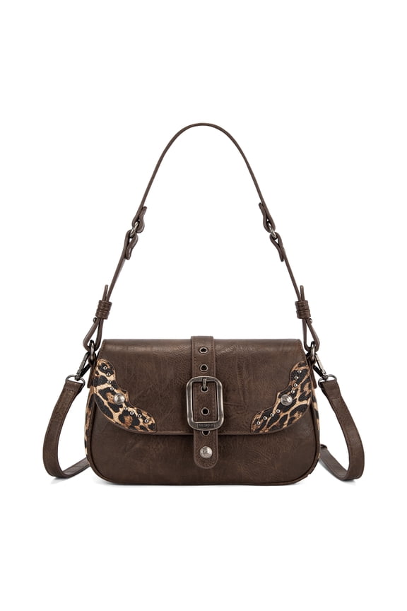 Wrangler Purse for Women Stylish Shoulder Bag Handbag Crossbody Bag Trendy Western Design Durable Leather, Coffee