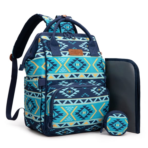 Wrangler Diaper Bag Backpack Western Backpack Purses with Changing Pad and Pacifier Case, Navy