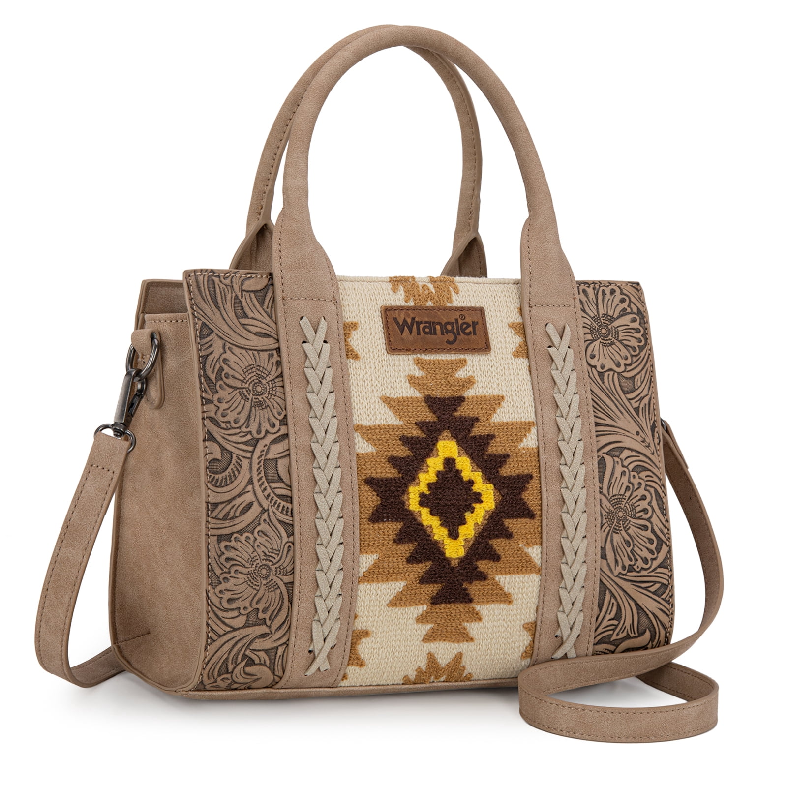 Montana West Wrangler Aztec Tote Bag for Women Western Shoulder Purse Stylish Top Handle Handbag, Tan