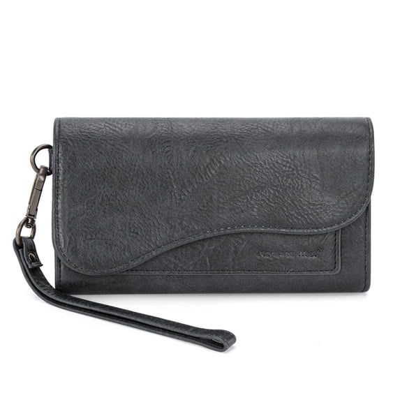 Montana West Wallet for Women Leather Wristlet Trifold Money Organizer with Coin Purse, Gray