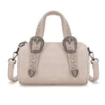 thumbnail image 1 of Montana West Mini Barrel Crossbody Bag Western Tooled Design with Buckle, Beige, 1 of 6