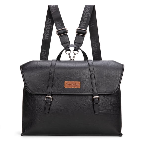 Wrangler Backpack Purse for Women Vegan Leather Fashion Anti Theft Convertible Backpack with Adjustable Strap, Large-Black