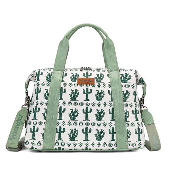 Wrangler Duffel Bag for Women Large Travel Weekender Bag Floral Flower Design, Green