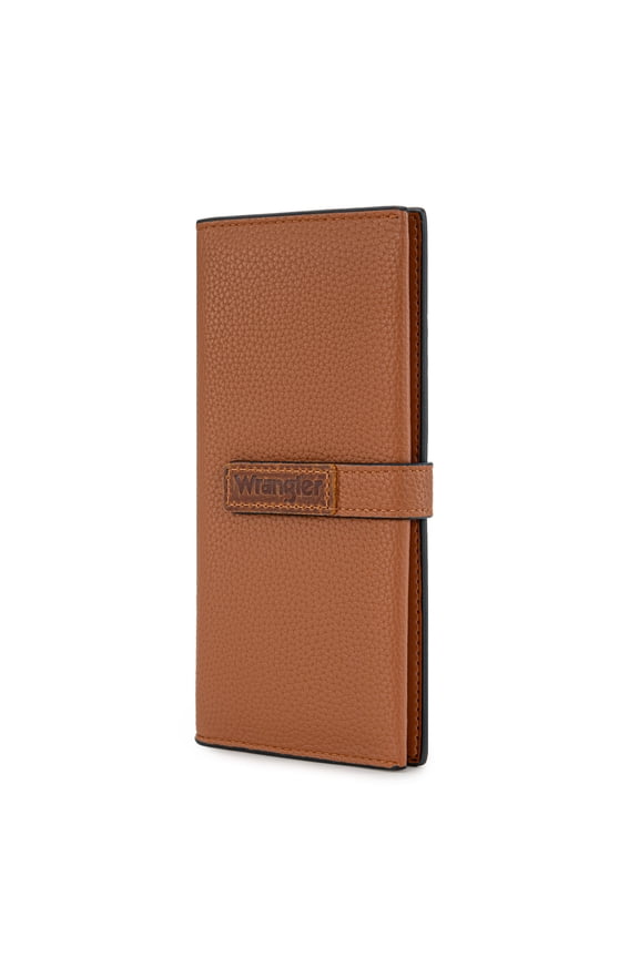 Wrangler Purses for Women Slim Thin Wallet RFID Blocking Bifold Clutch with Zipper Coin Purse Original Branded Leather Wallet with Card Holder, Brown