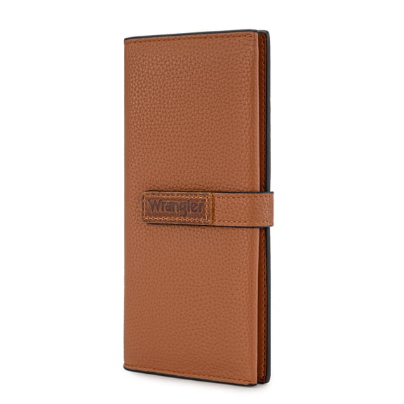 Wrangler Purses for Women Slim Thin Wallet RFID Blocking Bifold Clutch with Zipper Coin Purse Original Branded Leather Wallet with Card Holder, Brown