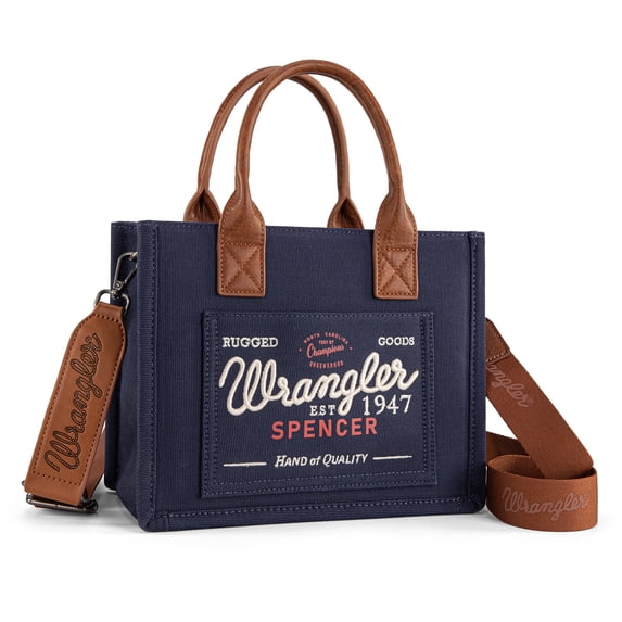 Wrangler Tote Bag for Women Retro Canvas Top Handle Purses and Handbags, Navy