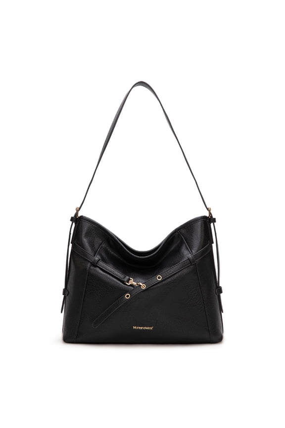 Hobo Shoulder Bag for Woman Adjustable Belt Buckle Hobo Bags with Adjustable Strap, Black