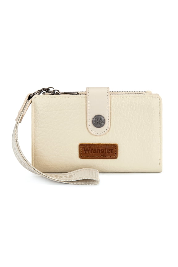Wrangler Womens Wallet Small Rfid Blocking Wristlet Wallets Cute Bifold Ladies Wallet with Zipper Pocket, Beige
