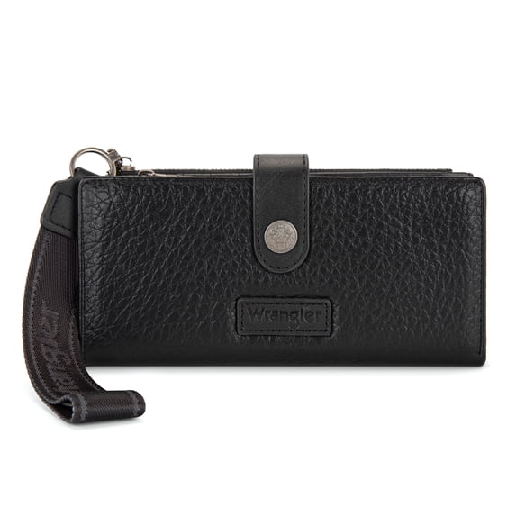 Wrangler Womens Wallet Small Rfid Blocking Wristlet Wallets Cute Bifold Ladies Wallet with Zipper Pocket, Black