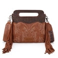 thumbnail image 1 of Wrangler Top Handle Bag for Women Embroidered Fringe Western Crossbody Purse, Brown, 1 of 7