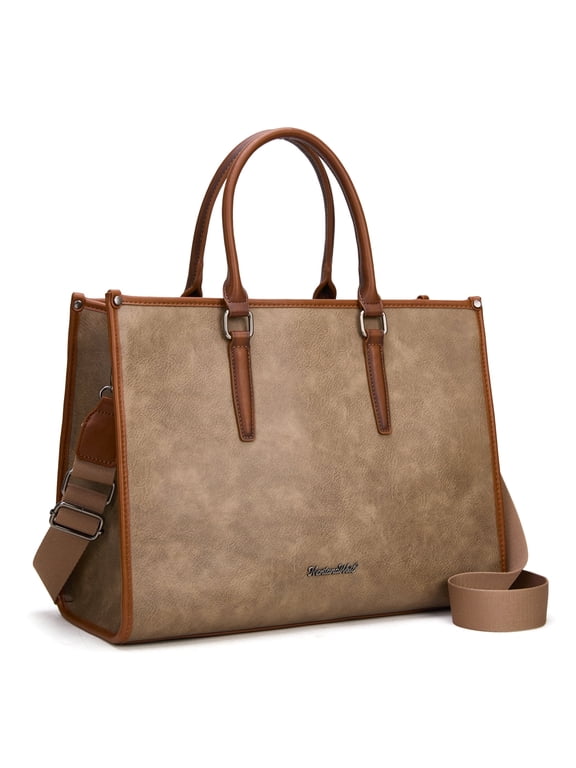 Laptop Tote Bag for Women 15.6 Inch Computer Bags Business Office Work Briefcase With Adjustable Shoulder Strap, Khaki