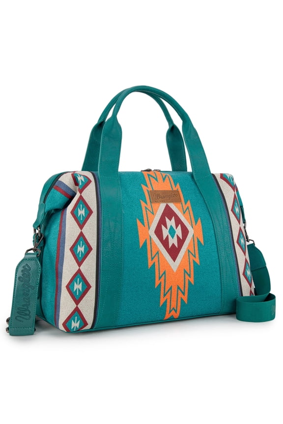 Wrangler Duffel Bag for Women Large Travel Weekender Bag Designer Aztec Carry On Bags Stylish, Aztec Turquoise
