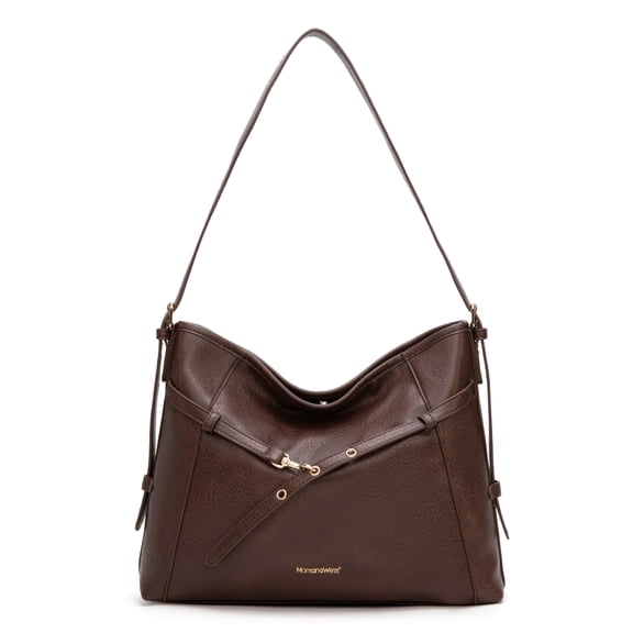 Montana West Hobo Shoulder Bag for Woman Adjustable Belt Buckle Hobo Bags with Adjustable Strap, Coffee