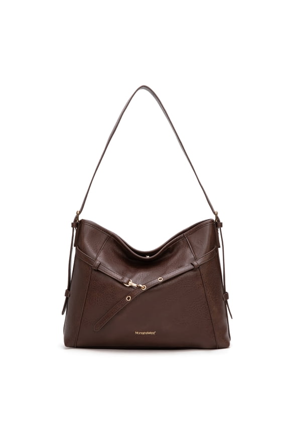 Hobo Shoulder Bag for Woman Adjustable Belt Buckle Hobo Bags with Adjustable Strap, Coffee