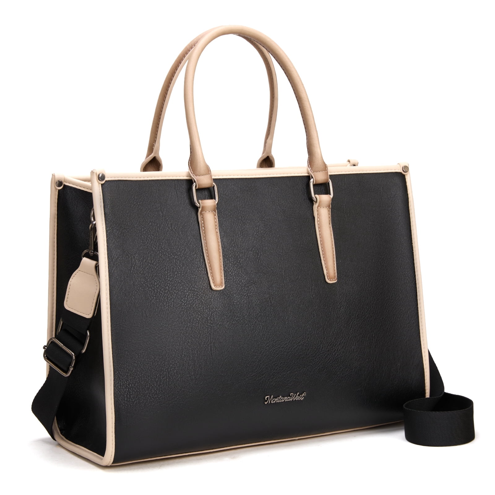 Montana West Laptop Tote Bag for Women 15.6 Inch Computer Bags Business Office Work Briefcase With Adjustable Shoulder Strap, Black