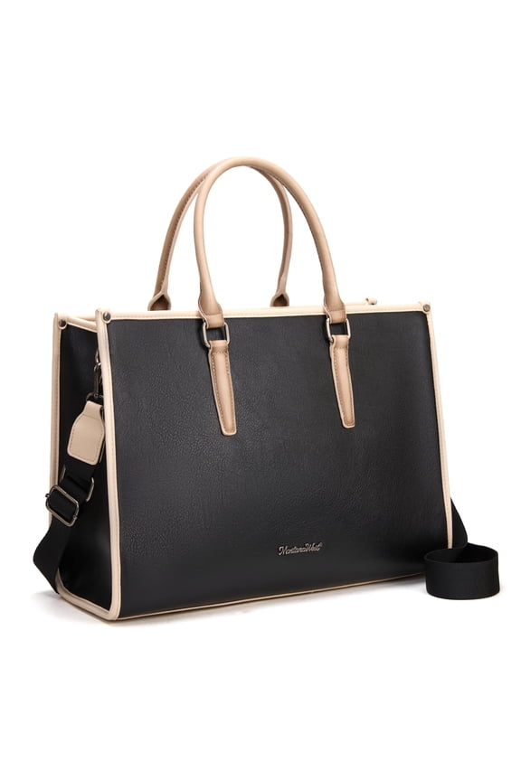 Laptop Tote Bag for Women 15.6 Inch Computer Bags Business Office Work Briefcase With Adjustable Shoulder Strap, Black