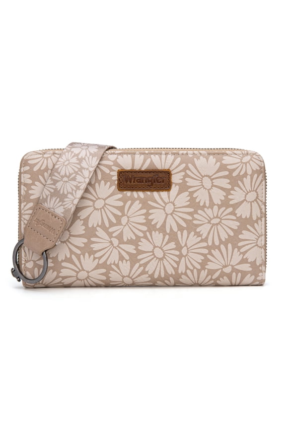 Wrangler Black Daisy Wallet for Women Bifold Credit Card Wallet Large Women's Wallets Ladies Cash Wallet with ID Window RFID Lining Card Cases Money, Khaki