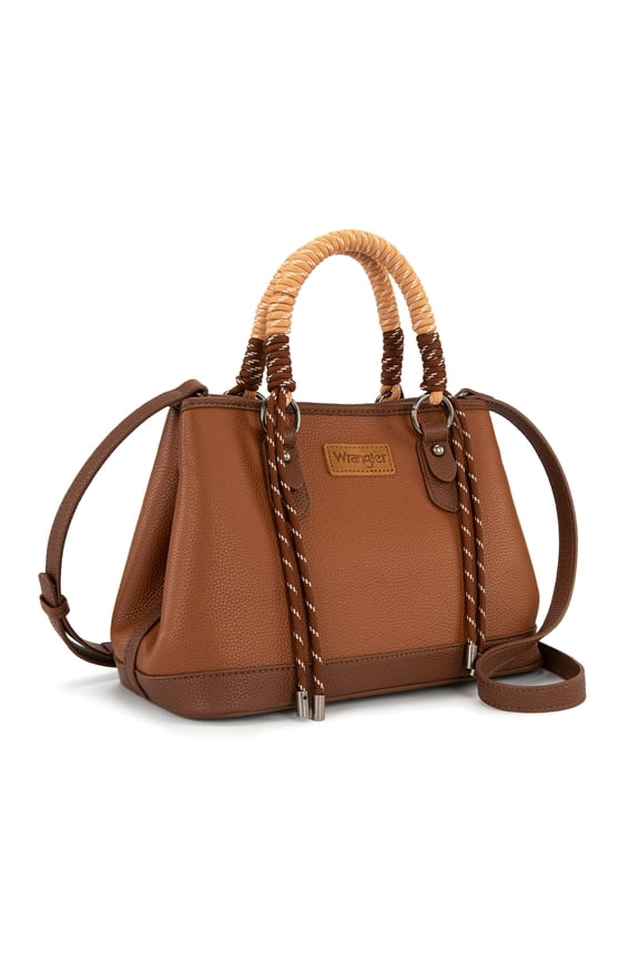 Wrangler Tote Bags for Women Medium Satchel Purse with Designer Braided Rope Top Handle