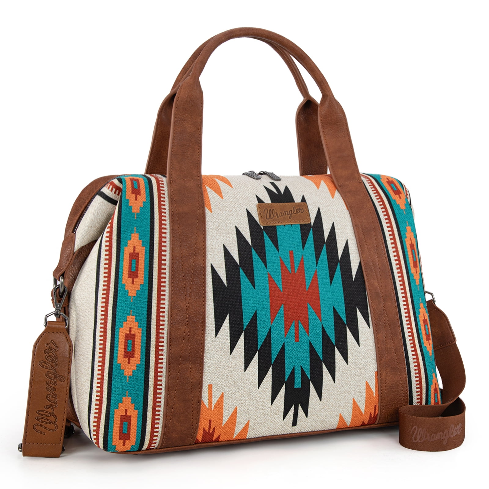 Wrangler Duffel Bag for Women Large Travel Weekender Bag Designer Aztec Carry On Bags Stylish, Aztec Beige