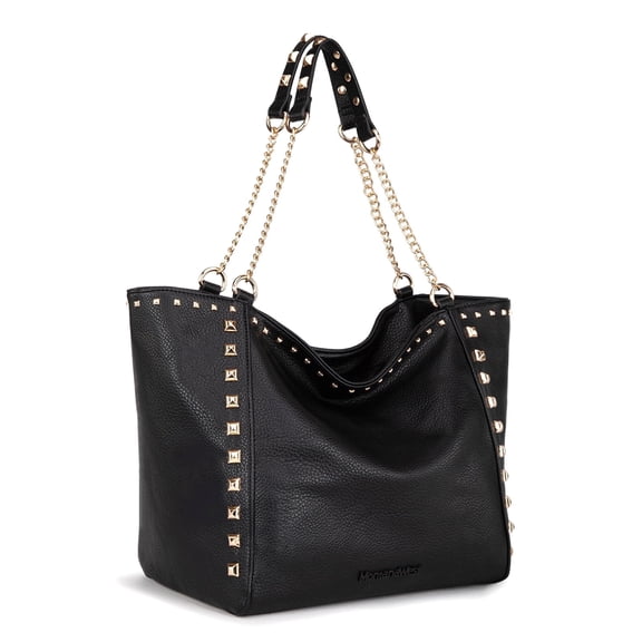 Montana West Large Tote Bag for Women Oversized Shoulder Purses with Chain Handbags, Black